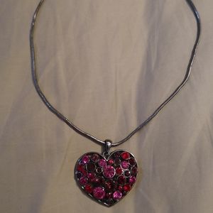 3 for💲25🌟cut-out heart pendant choker necklace gunmetal pewter & purple stones